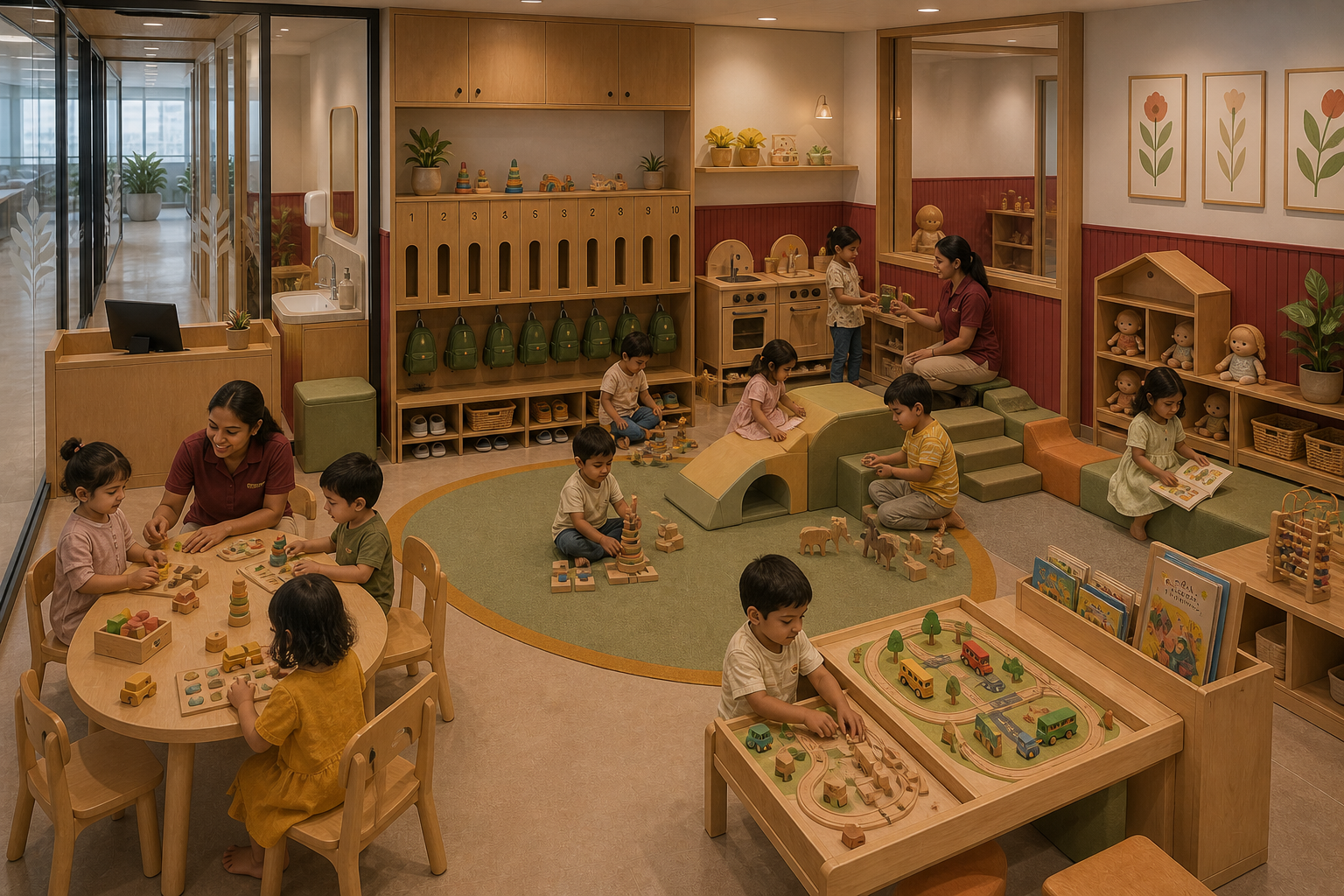 Nayo activity room with children, toys and caregivers